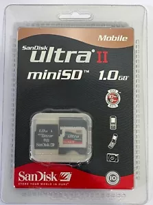 original SanDisk 1GB Ultra II Mini SD Memory Card + SD Adapter (UK Stock) BNIP - Picture 1 of 24
