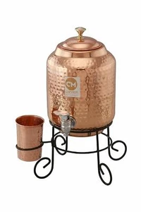 Hammered Copper Water Dispenser Matka/Pot Container Pot 5 Liter - Picture 1 of 4