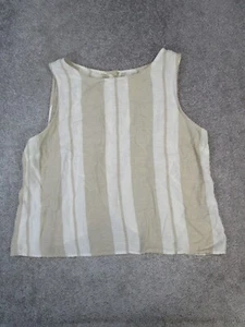 Maeve Shirt Womens 12 Beige White Cotton Linen Top - Picture 1 of 9