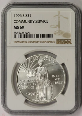 1996-S Community Service Modern Silver Commemorative $1 MS 69 NGC - Image 1 of 4