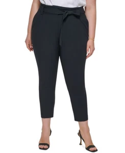 Pantalones de pierna recta Calvin Klein Plus con cinturón de corbata para mujer - Imagen 1 de 14