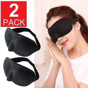 2 Pack Travel 3D Eye Mask Sleep Soft Padded Shade Cover Rest Relax Blindfold - Picture 1 of 8