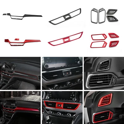 Red/ Carbon Fiber Black Dashboard Side AC Vent Cover Trim For Honda Accord 18-22 - Image 1 of 4