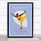 Woman In Yoga Gym Pose Yellow Exercise Area Room Personalised Wall Art Sign