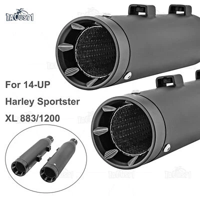 3" Muffler Slip On Exhaust Pipes For Harley Sportster XL 883 1200 Iron 2014-2022 - Image 1 of 4