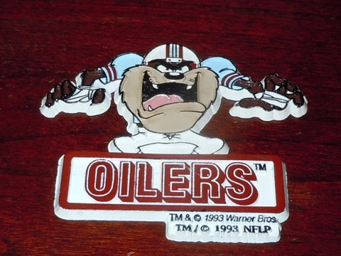 TAZ HOUSTON OILERS LOONEY TUNES Vtg NFL Football MAGNET Standings Board Texans Cover