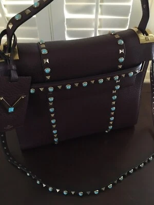 Nuevo Bolso de Mano Valentino Garavani con Borde Rockstud/Turquesa Orig. $4,500 Foto 1 de 4