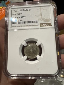 1902 Great Britain 4P Maundy Slabbed by NGC PF63 Matte - Picture 1 of 3