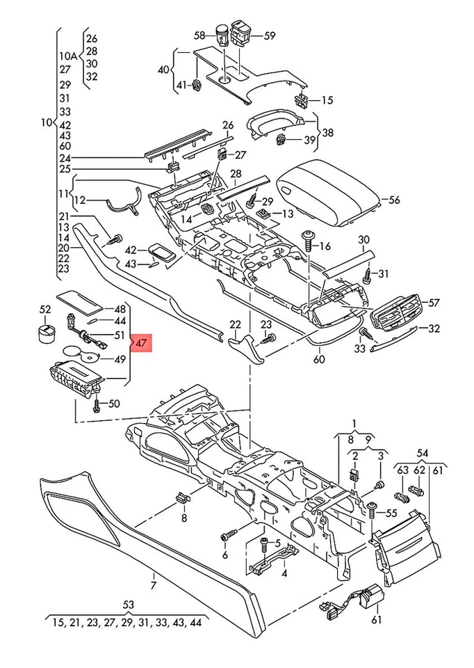Genuine AUDI A8 S8 quattro 4HC 4HL Drinks Holder Black 4H2858601D6PS - Image 1 of 1