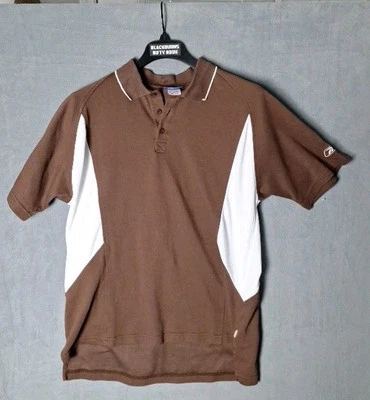Polo de golf vintage Reebok Play Dry para hombre LG marrón/blanco Y2K Foto 1 de 4