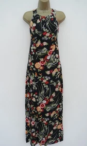 WAREHOUSE BLACK FLORAL JERSEY MAXI DRESS SIZE 12 SLIT LEG - Picture 1 of 4