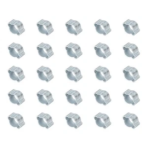 Paquete de 25 abrazaderas de manguera de doble oreja de 5-7 mm, anillos de crimpado con clip en O de acero galvanizado - Imagen 1 de 6