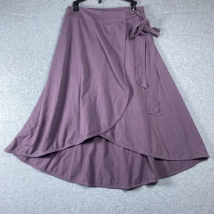 Falda Pact Fit & Flare Midi Púrpura Talla M Ajustable Corbata Cintura Algodón Orgánico - Imagen 1 de 8