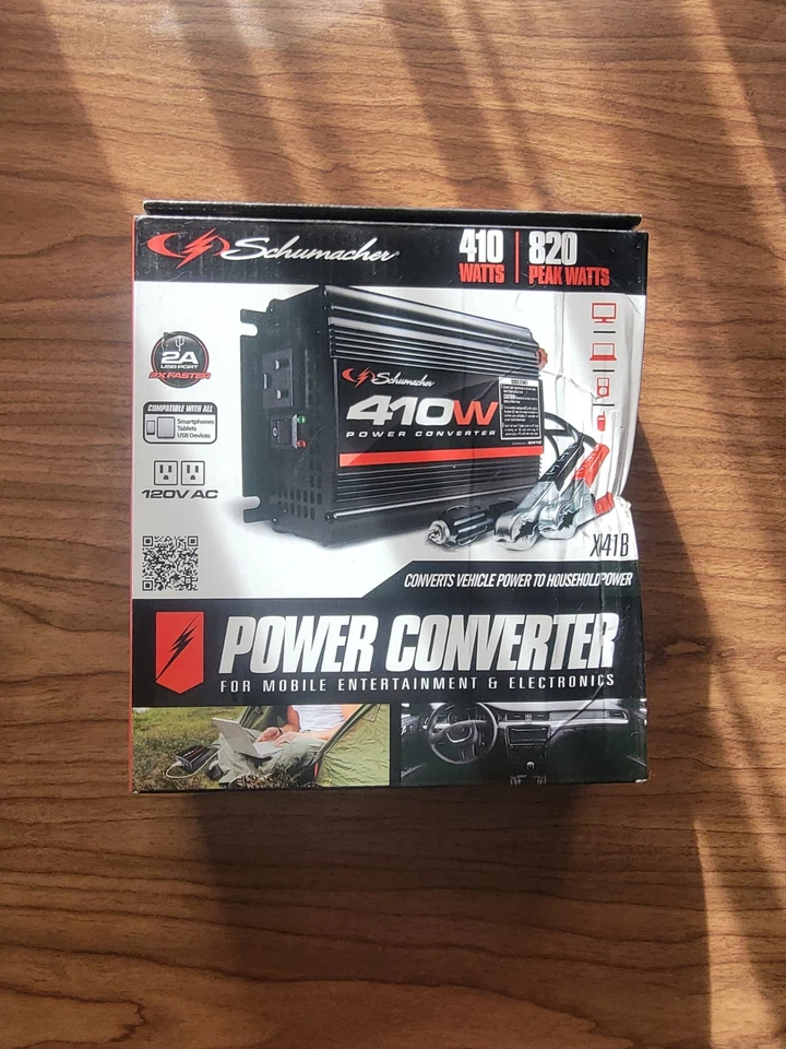Inversor de alimentación Schumacher XI41B 410 vatios 820 pico de CC a CA con toma de corriente de 120 V Foto 1 de 1