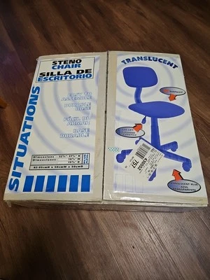 NOS Armless Translucent Blue Office Chair Swivel & Rolling Home Desk Task Chair - Image 1 of 4