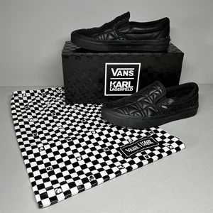 VANS Classic Slip-On Karl Lagerfeld Black Quilt Size UK 6 US 7M 8.5W EU 39 BOXED - Picture 1 of 22