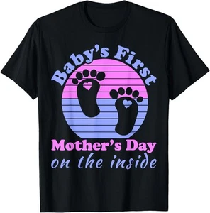 Baby's First Mother's Day On The Inside - Pregnant Mom Mommy T-Shirt Hoodie - Picture 1 of 11