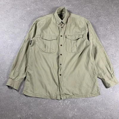 Simms Shirt Mens Large Green Fly Fishing Button Down Utility Long Sleeve - Image 1 of 4