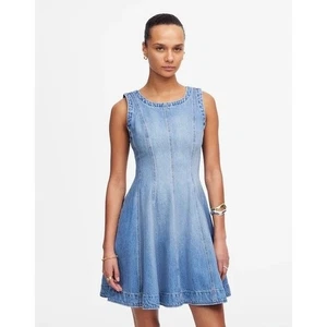 Madewell Denim Dress Womens XXS Blue Fit Flare Casual Mini NWT $148 Small Flaw - Picture 1 of 11