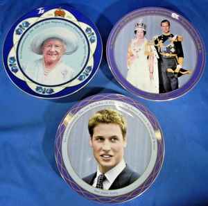 (3) Queen Elizabeth, Queen Elizabeth II, Prince William Coalport 8" Plates NICE - Picture 1 of 12