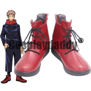 Jujutsu Kaisen Jujutsushi Yuji Itadori Cosplay Shoes Red Ankle Boots X006 - Picture 1 of 5