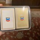 Vintage Chevron Oil Dual Decks of  US Playing Cards in Plastic Case New Sealed