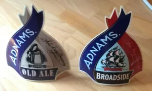Adnams Broadside and Old Ale plastic beer pump clips - Picture 1 of 2