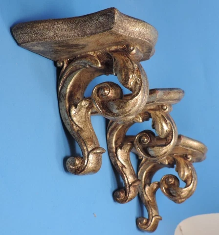 set of 3 small CARVED WOOD GOLD LEAF ITALIAN CORBELS / WALL SHELVES Cover