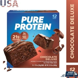 High Protein Bar Chocolate Deluxe 21g Protein Gluten Free Low Sugar 12 Ct Snack - Picture 1 of 4