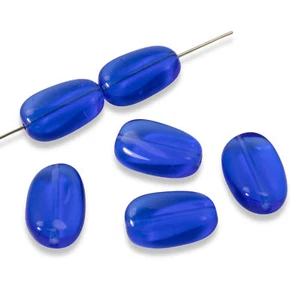 25 perline ovali ondulate blu zaffiro - vetro pressato ceco - fornitura gioielli fai da te - Foto 1 di 7