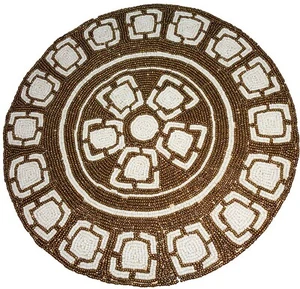 Hand Beaded And Glass & synthetic Beads Round Placemats chargers Table mat 14" - Picture 1 of 8