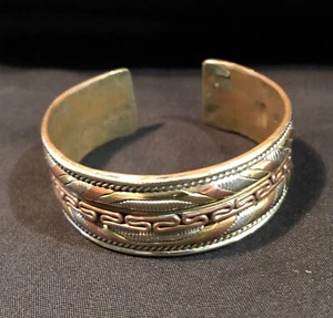 Vintage Brass & Multi-Color Bangle Bracelet - Picture 1 of 12