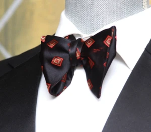 Men's Self-tied Bow Tie 100%Silk Big Butterfly Black Ornament S678 - Picture 1 of 19