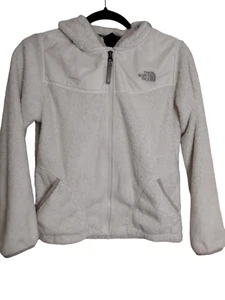 The North Face Jacket Hoodie Girls L 14 -16 White Flece Full Zip - Picture 1 of 14