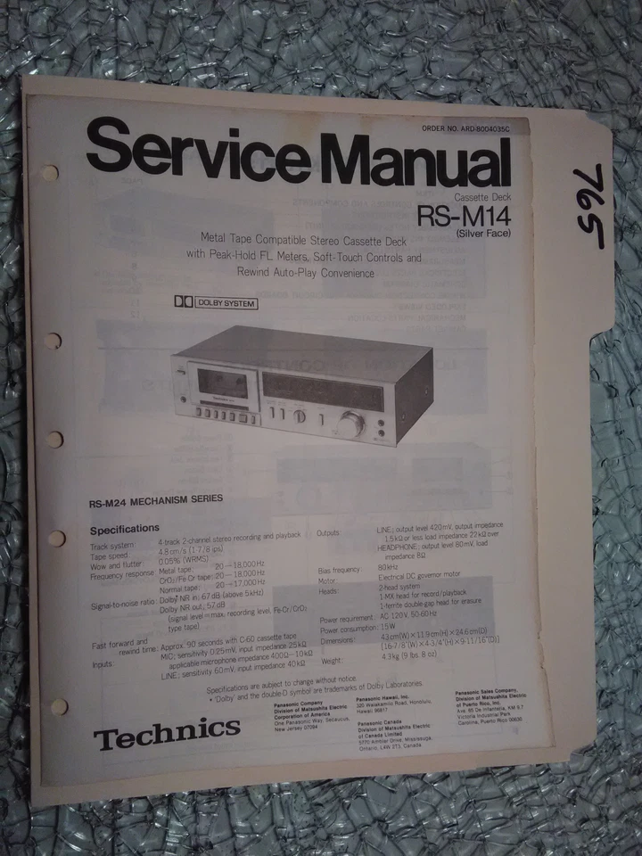 Technics RS-M14 service manual original repair book stereo tape deck player - Image 1 of 1