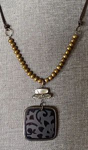 Silpada Sterling Silber Abalone Bronze Perlen Leder Halskette geätzt mattiert - Bild 1 von 7