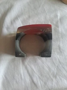 VTG CARA CRONINGER SIGNED ARTISAN CRAFTED ACRYLIC RESIN BRACELET CUFF - Picture 1 of 14