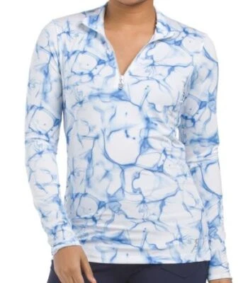 NWT SOFIBELLA Royal Blue & White Long Sleeve Mock Golf Tennis Shirt M L & XL - Image 1 of 2