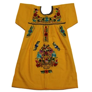 Girls Assorted Colors Peasant Embroidered Mexican Dress Sizes 1 - 12 years - Picture 1 of 30