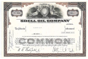 Certificado de stock Shell Oil Company 1977 - Imagen 1 de 1