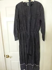 NWT TALBOTS WOMENS DRESS NAVY W/ WHITE SQUARES SIZE 20 FIT & FLAIR LS $138 - Picture 1 of 6