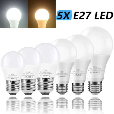5x E27 LED Bulb Energy Saving Cool/Warm White Screw Ball Lamp Globe Light 3W-20W - Image 1 of 4