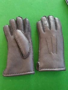 Shearling Gloves Sheepskin Gloves Black Womens EU 7-8 S-M Unisex Mens XS-S - Picture 1 of 12