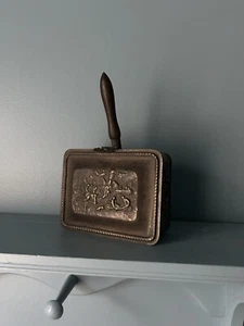 Vintage Ornate Antique Denmark Silverplate Crumb Catcher With Wooden Handle - Picture 1 of 10