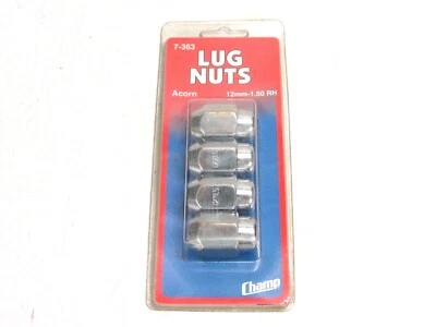 NOS! (4) CHAMP CHROME ACORN LUG NUTS, 12mm-1.50 RH, No. 7-363 - Image 1 of 3