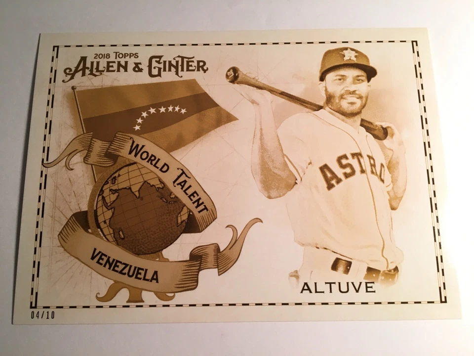 2018 Topps Allen & Ginter World Talent Jumbo 5x7 Jose Altuve Astros WT43 04/10 - Image 1 of 1