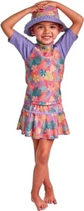 NWT UV Skinz Girls UPF 50+ 3-Piece Sun and Swim Set Swimsuit Girls Size 6 AA53 - Picture 1 of 3