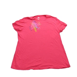 Adidas camicia donna XL rosa arcobaleno paillettes logo grafica maglietta manica corta cotone - Foto 1 di 7