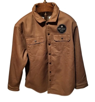 Matix Canvas Shirt Jacket Shacket Chore Sherpa Lined Snap Brown Size XL New! - Image 1 of 4