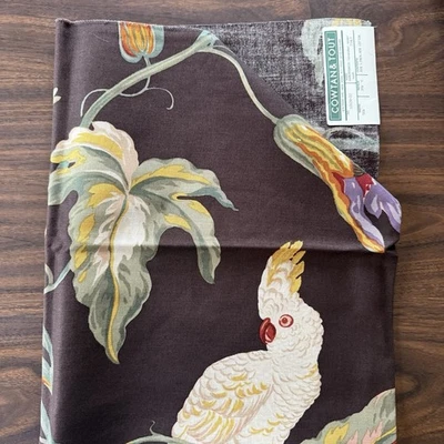 Cowtan & Tout Botanical Vintage Rare Fabric 55” X 34” Sample Linen Abbondanza - Image 1 of 4